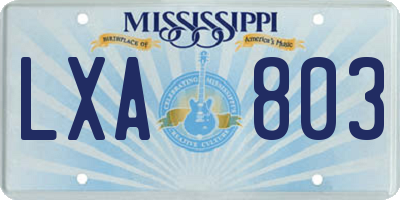 MS license plate LXA803