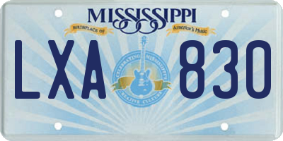 MS license plate LXA830