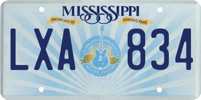 MS license plate LXA834