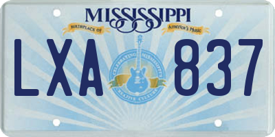 MS license plate LXA837