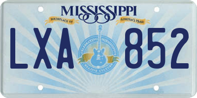 MS license plate LXA852