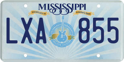 MS license plate LXA855