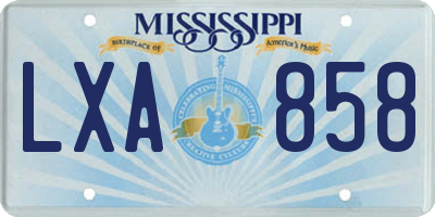 MS license plate LXA858