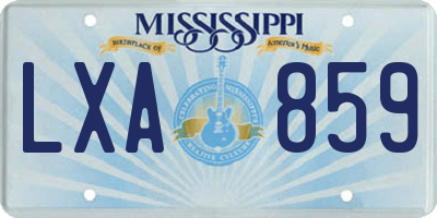 MS license plate LXA859