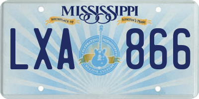 MS license plate LXA866