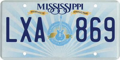 MS license plate LXA869