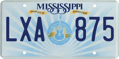 MS license plate LXA875
