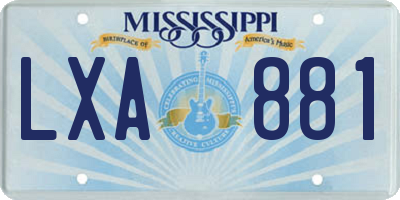 MS license plate LXA881