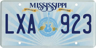 MS license plate LXA923