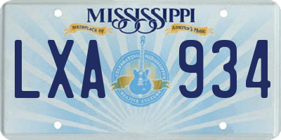 MS license plate LXA934