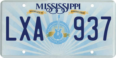 MS license plate LXA937
