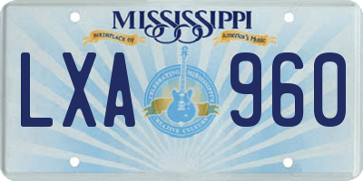 MS license plate LXA960