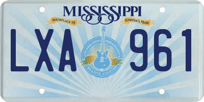 MS license plate LXA961