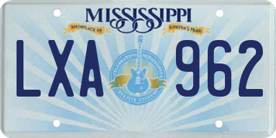 MS license plate LXA962
