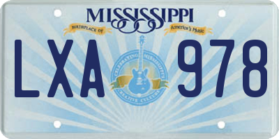 MS license plate LXA978