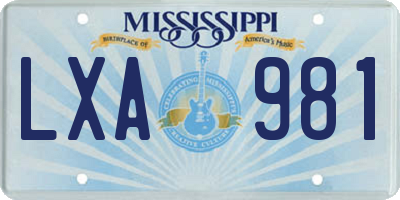 MS license plate LXA981