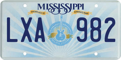 MS license plate LXA982