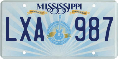 MS license plate LXA987