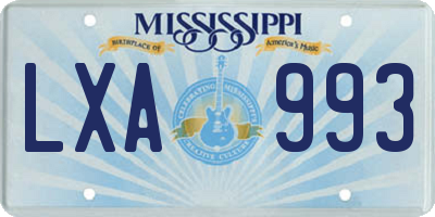 MS license plate LXA993