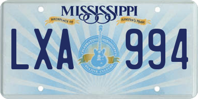 MS license plate LXA994