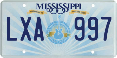 MS license plate LXA997