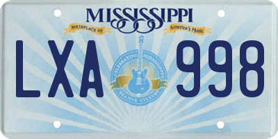 MS license plate LXA998