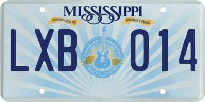 MS license plate LXB014
