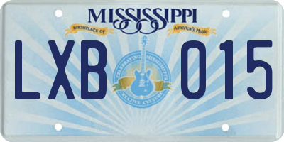 MS license plate LXB015