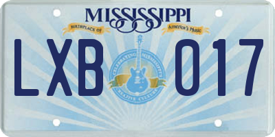 MS license plate LXB017