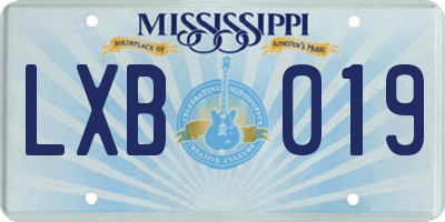 MS license plate LXB019