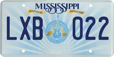 MS license plate LXB022