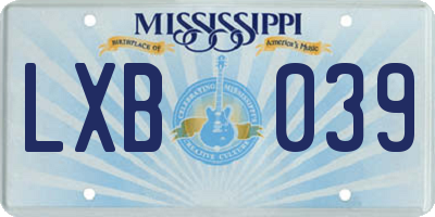 MS license plate LXB039
