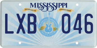 MS license plate LXB046