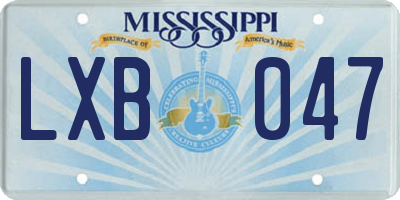 MS license plate LXB047