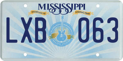 MS license plate LXB063