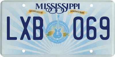 MS license plate LXB069