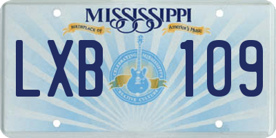MS license plate LXB109