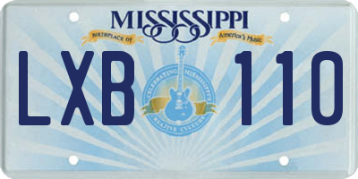 MS license plate LXB110