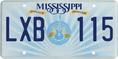 MS license plate LXB115
