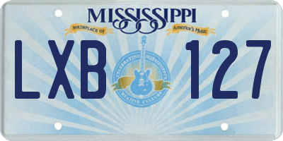 MS license plate LXB127