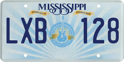 MS license plate LXB128