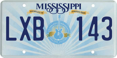 MS license plate LXB143