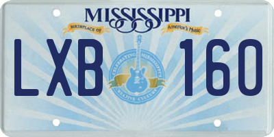 MS license plate LXB160
