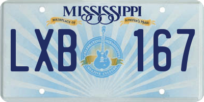 MS license plate LXB167