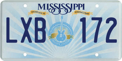 MS license plate LXB172