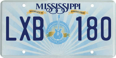 MS license plate LXB180