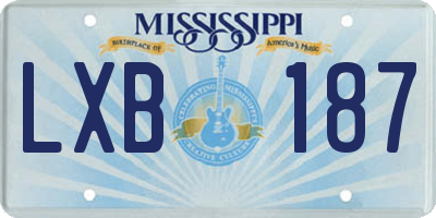 MS license plate LXB187