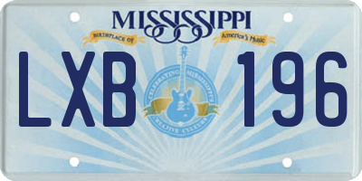 MS license plate LXB196