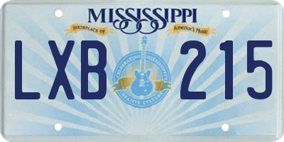 MS license plate LXB215
