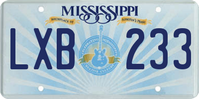 MS license plate LXB233